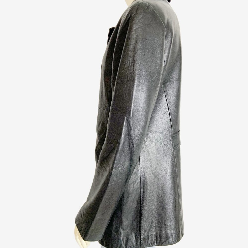 Vintage Black Leather Blazer Coat by DANIER / Made in Canada / size Small - Picture 11 of 11